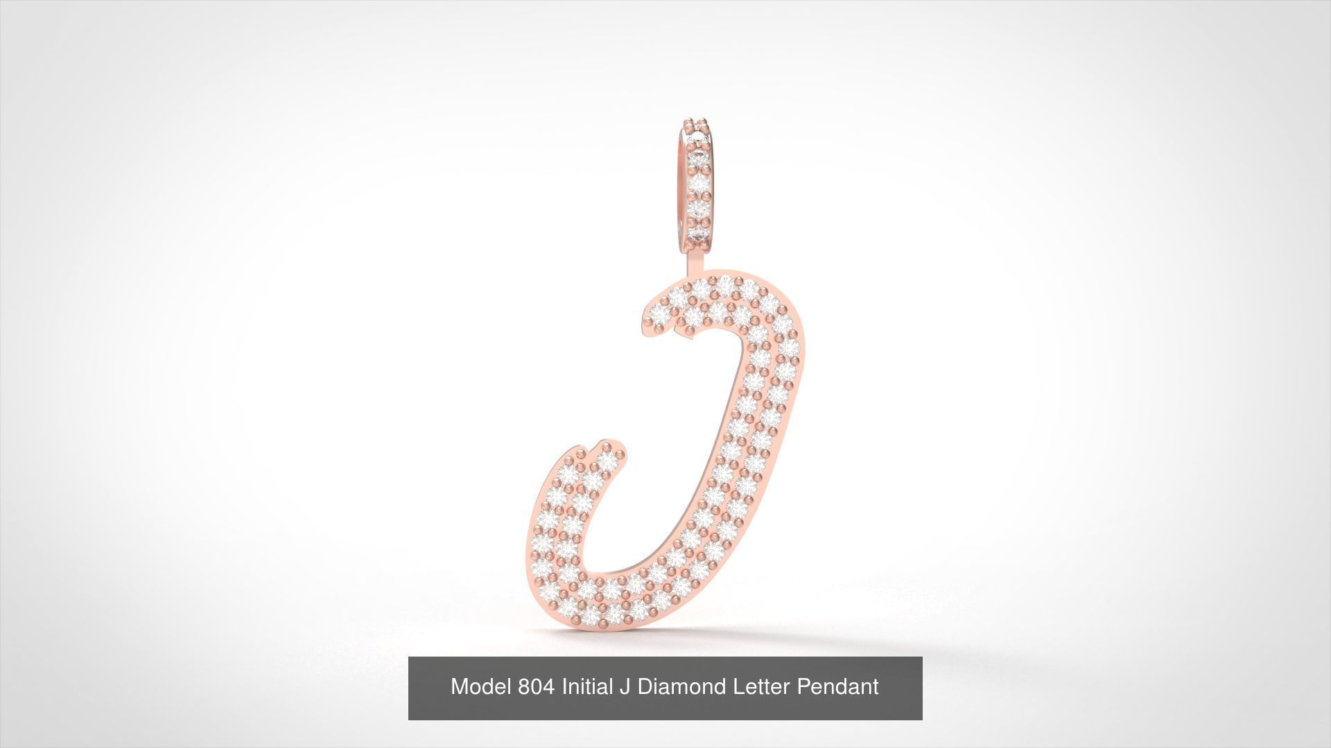 Initial All Diamond Letter Pendant 3D Model Collection_13