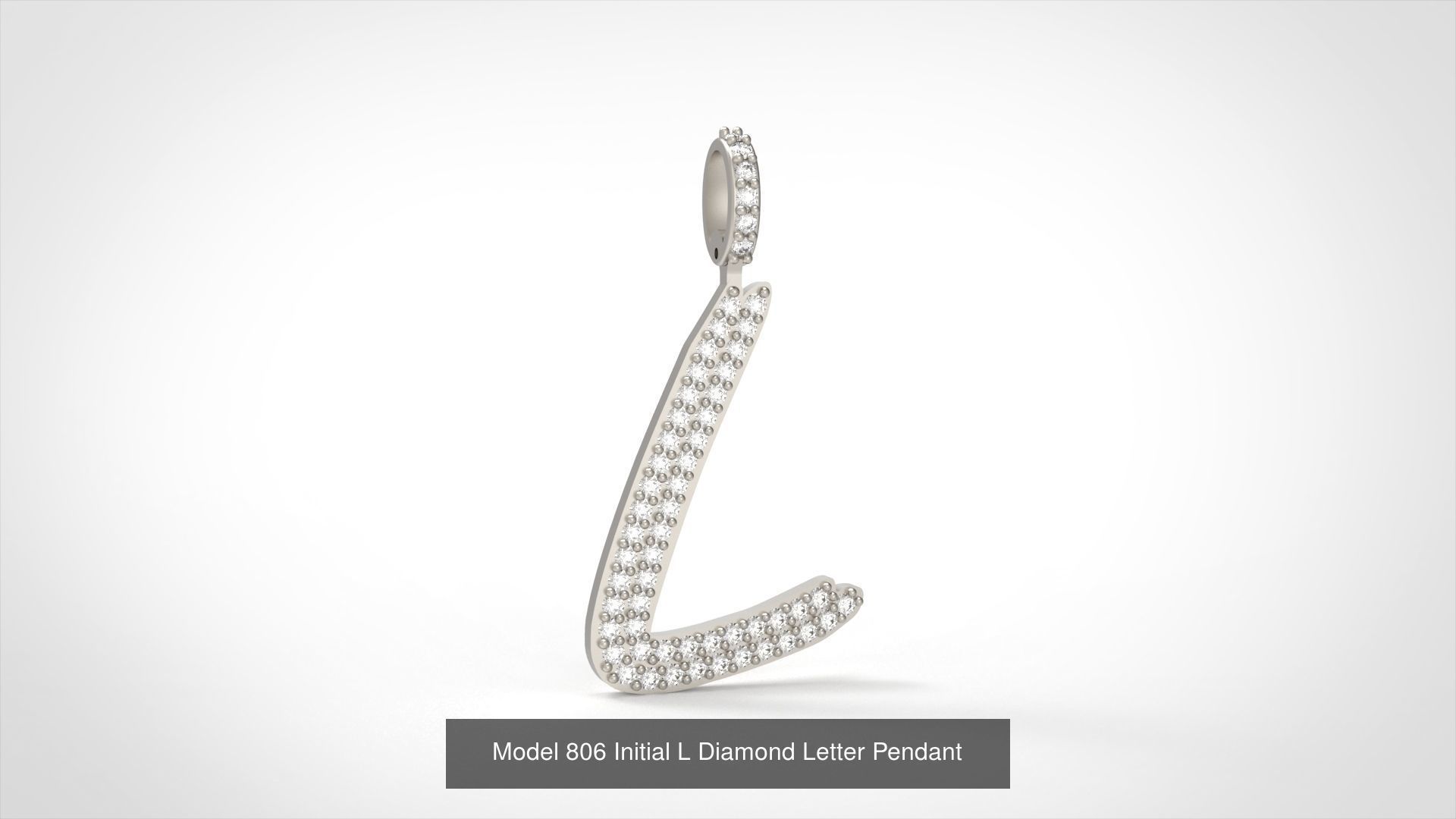 Initial All Diamond Letter Pendant 3D Model Collection_15