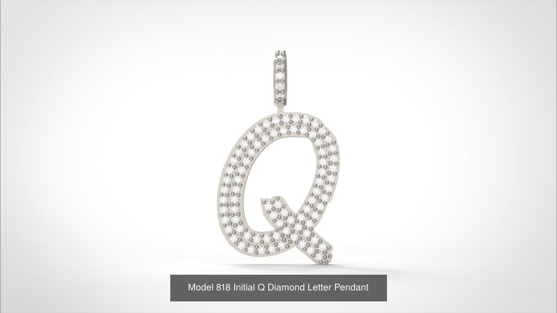 Initial All Diamond Letter Pendant 3D Model Collection_27