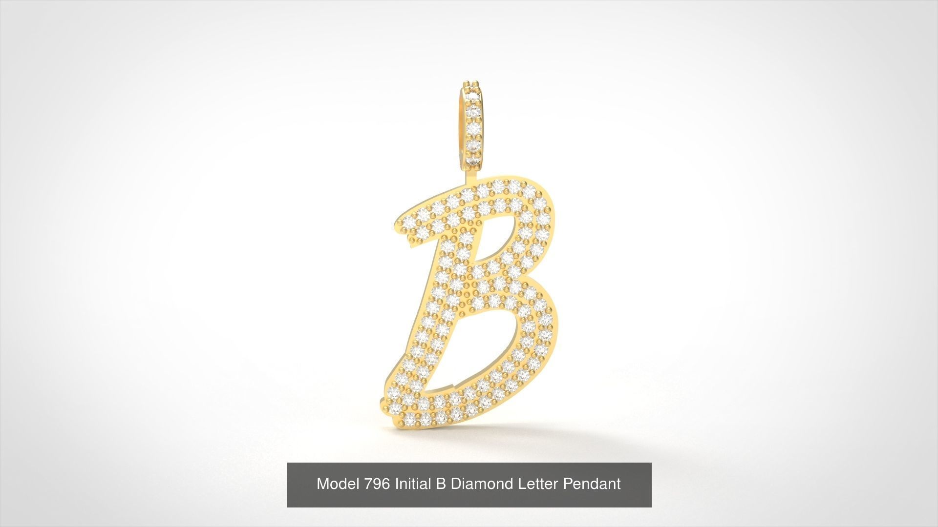 Initial All Diamond Letter Pendant 3D Model Collection_5