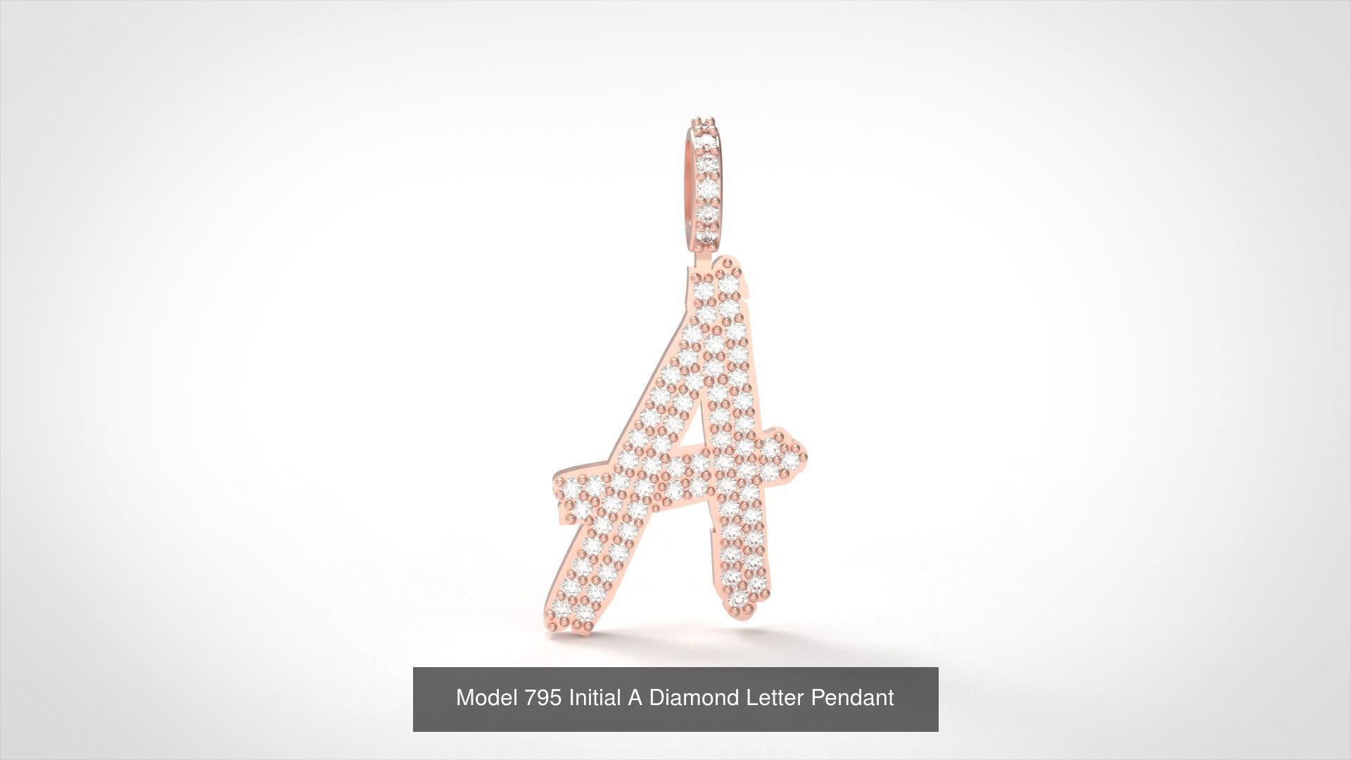 Initial All Diamond Letter Pendant 3D Model Collection_4