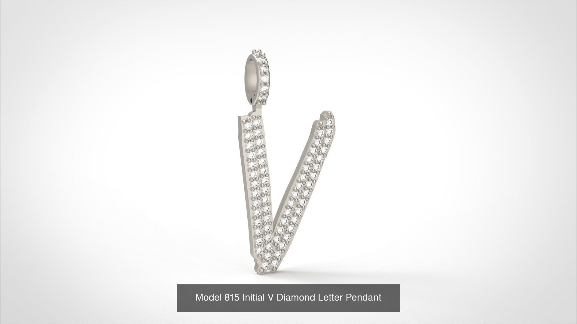 Initial All Diamond Letter Pendant 3D Model Collection_24