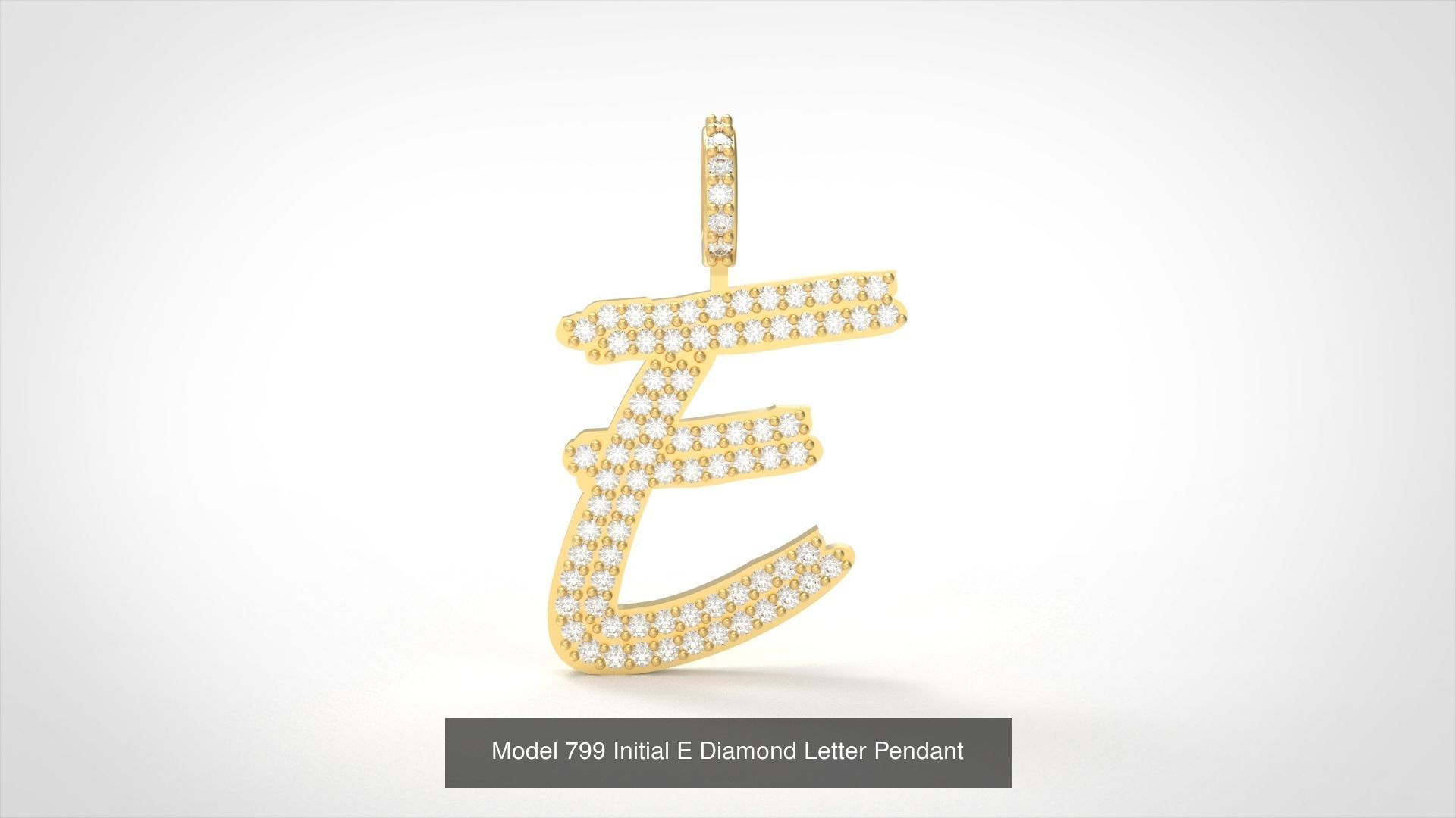 Initial All Diamond Letter Pendant 3D Model Collection_8