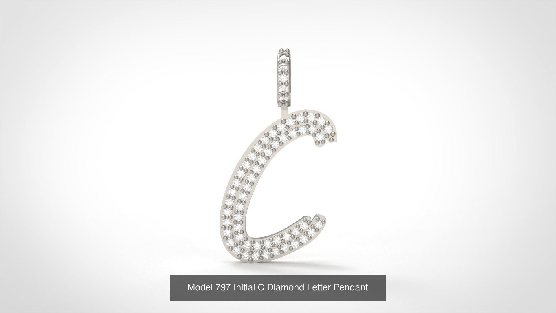 Initial All Diamond Letter Pendant 3D Model Collection_6