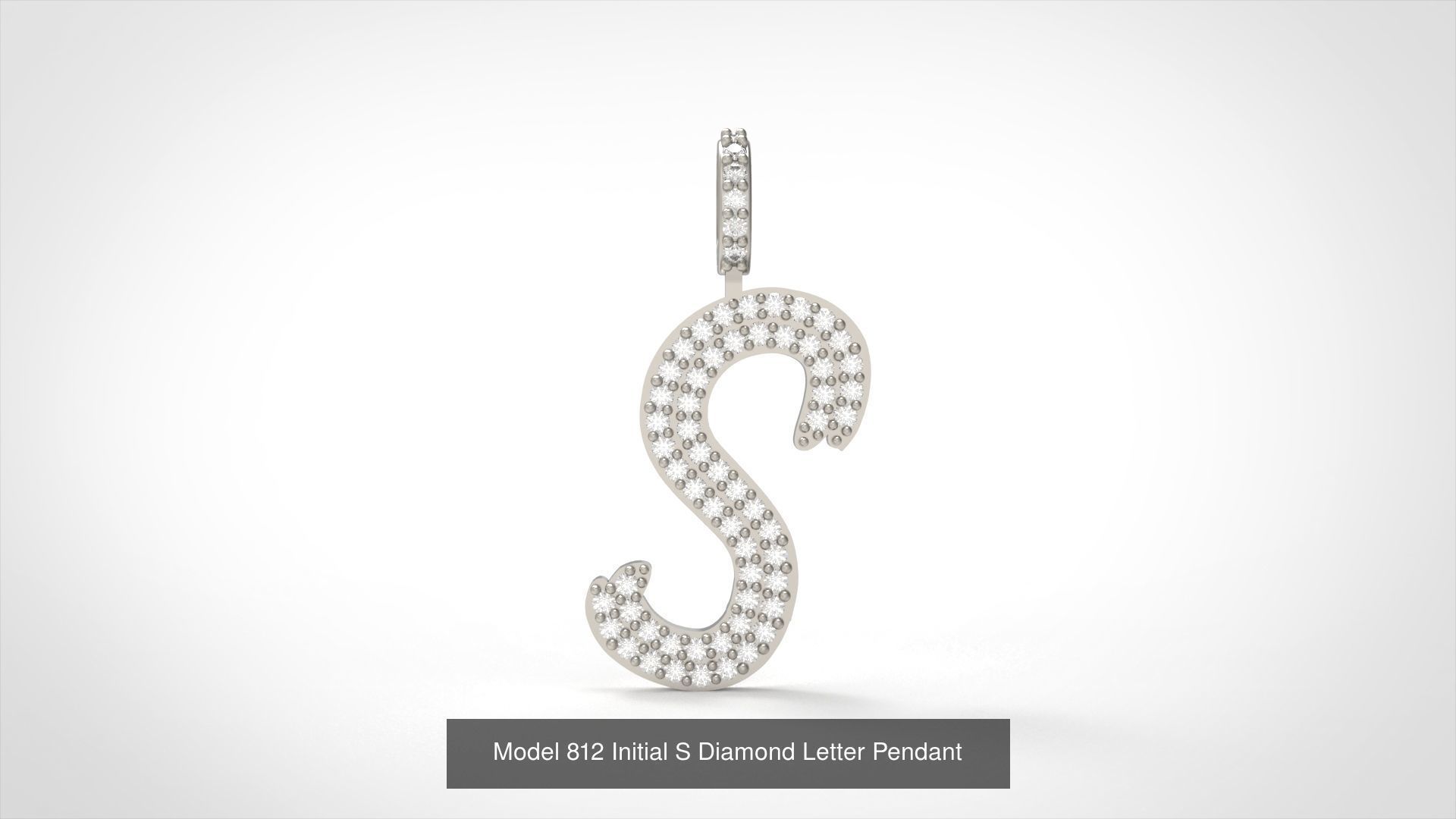 Initial All Diamond Letter Pendant 3D Model Collection_21