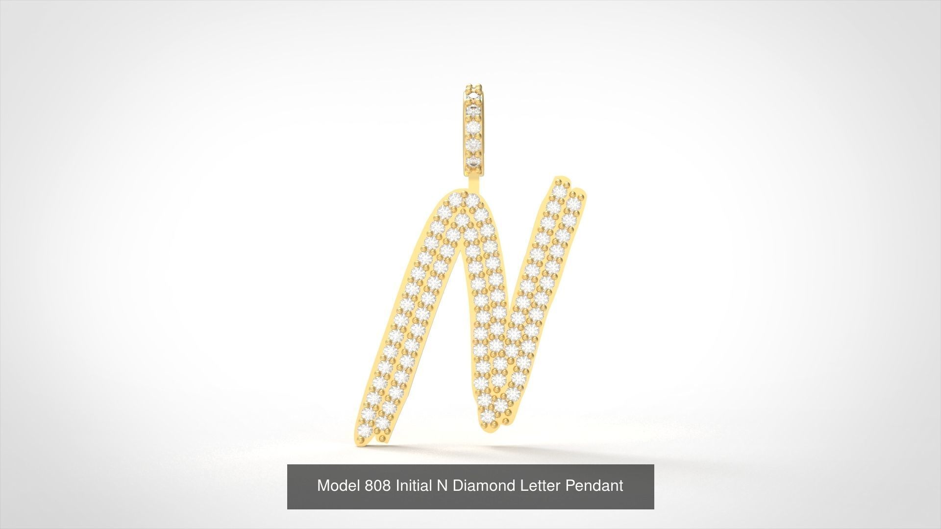 Initial All Diamond Letter Pendant 3D Model Collection_17