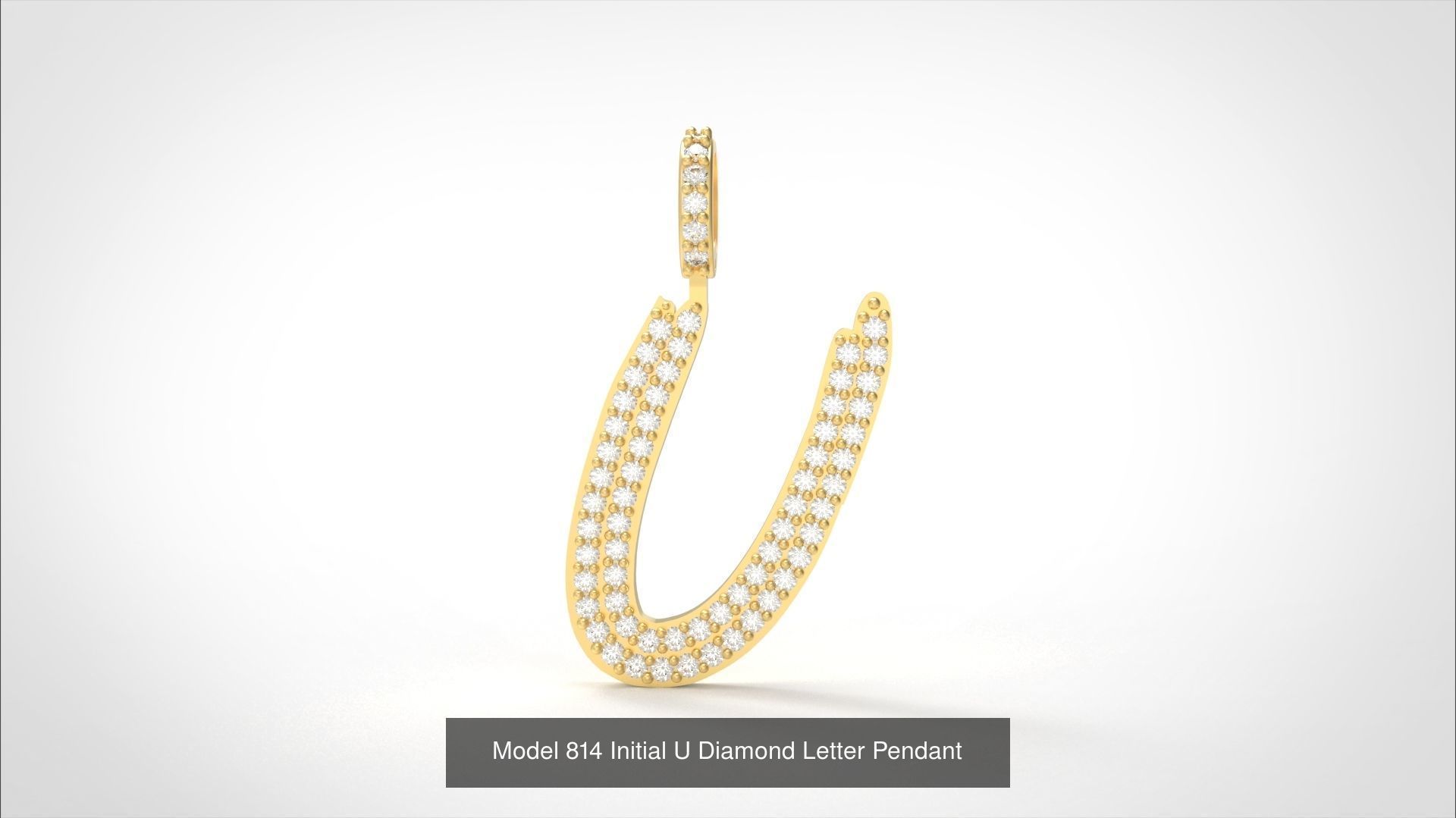 Initial All Diamond Letter Pendant 3D Model Collection_23