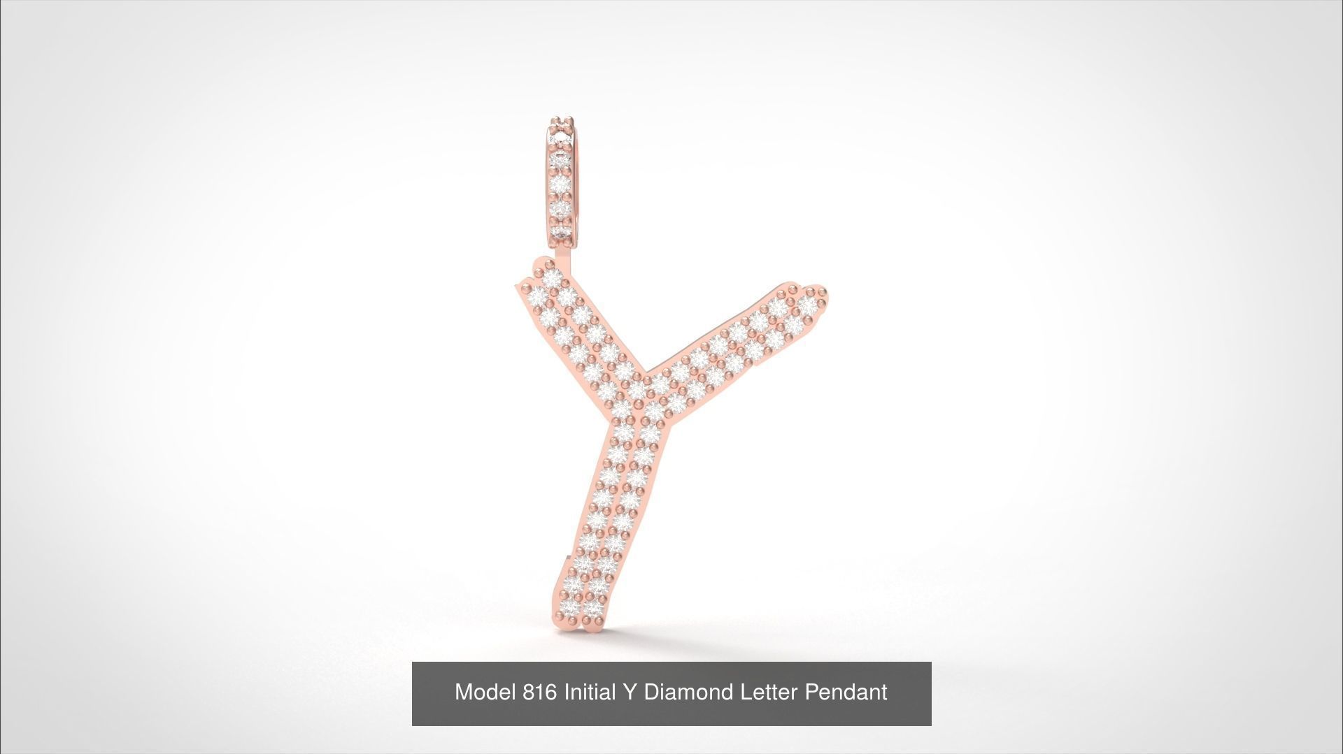Initial All Diamond Letter Pendant 3D Model Collection_25