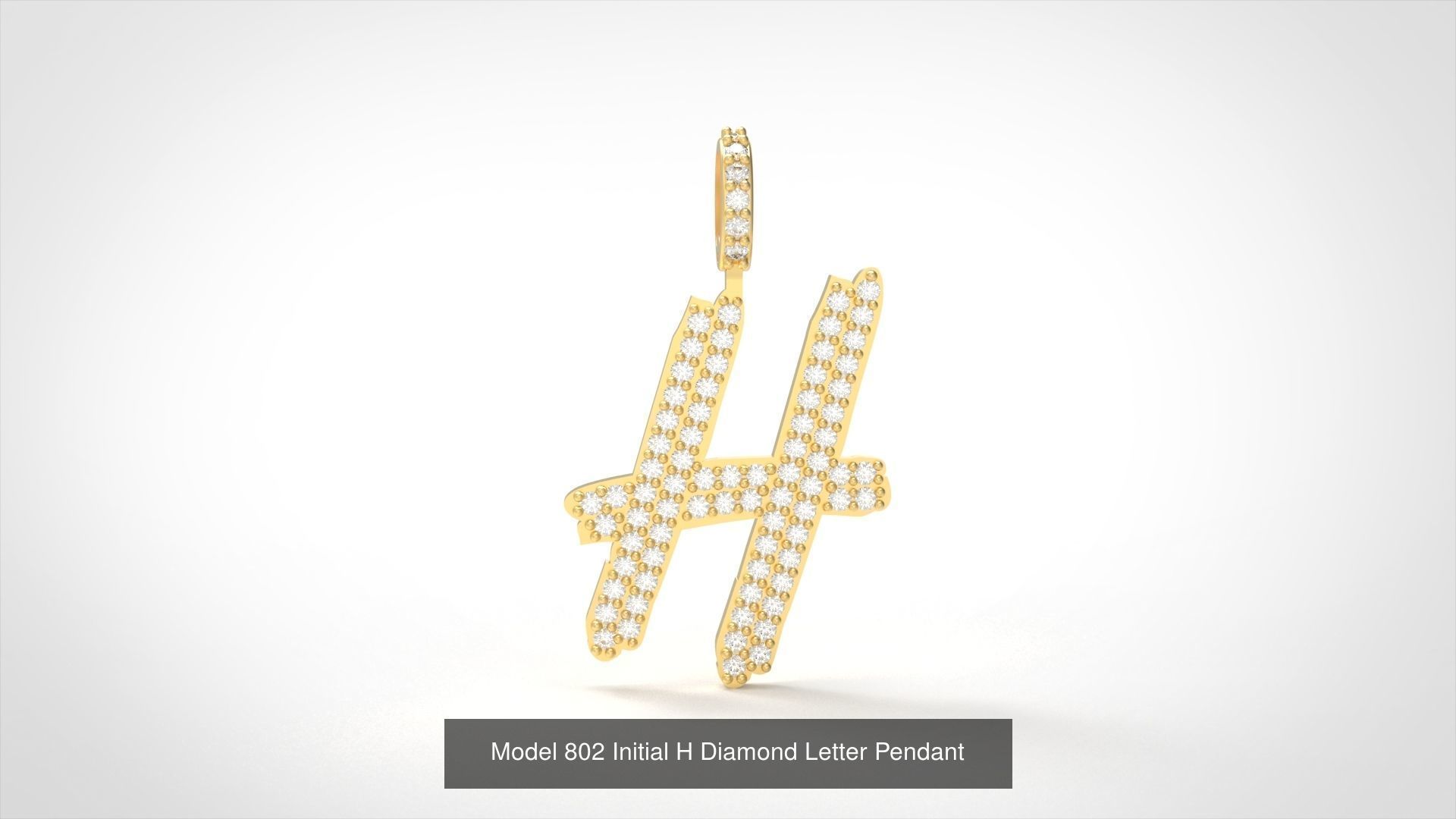 Initial All Diamond Letter Pendant 3D Model Collection_11