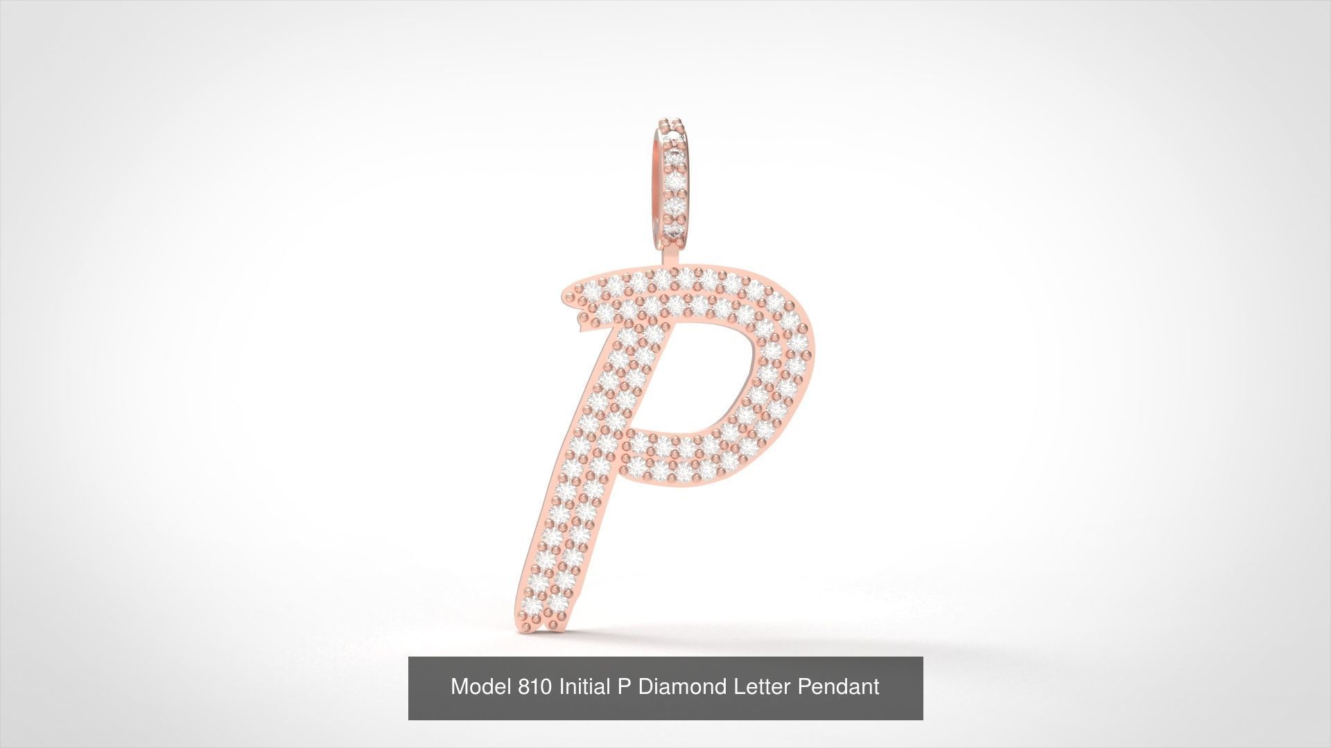 Initial All Diamond Letter Pendant 3D Model Collection_19