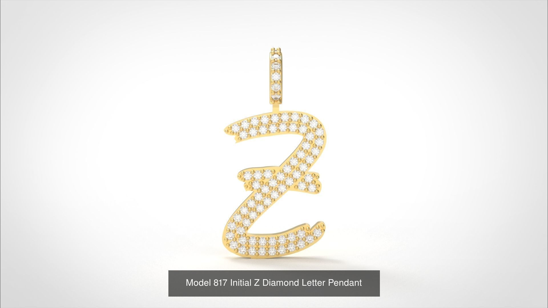 Initial All Diamond Letter Pendant 3D Model Collection_26
