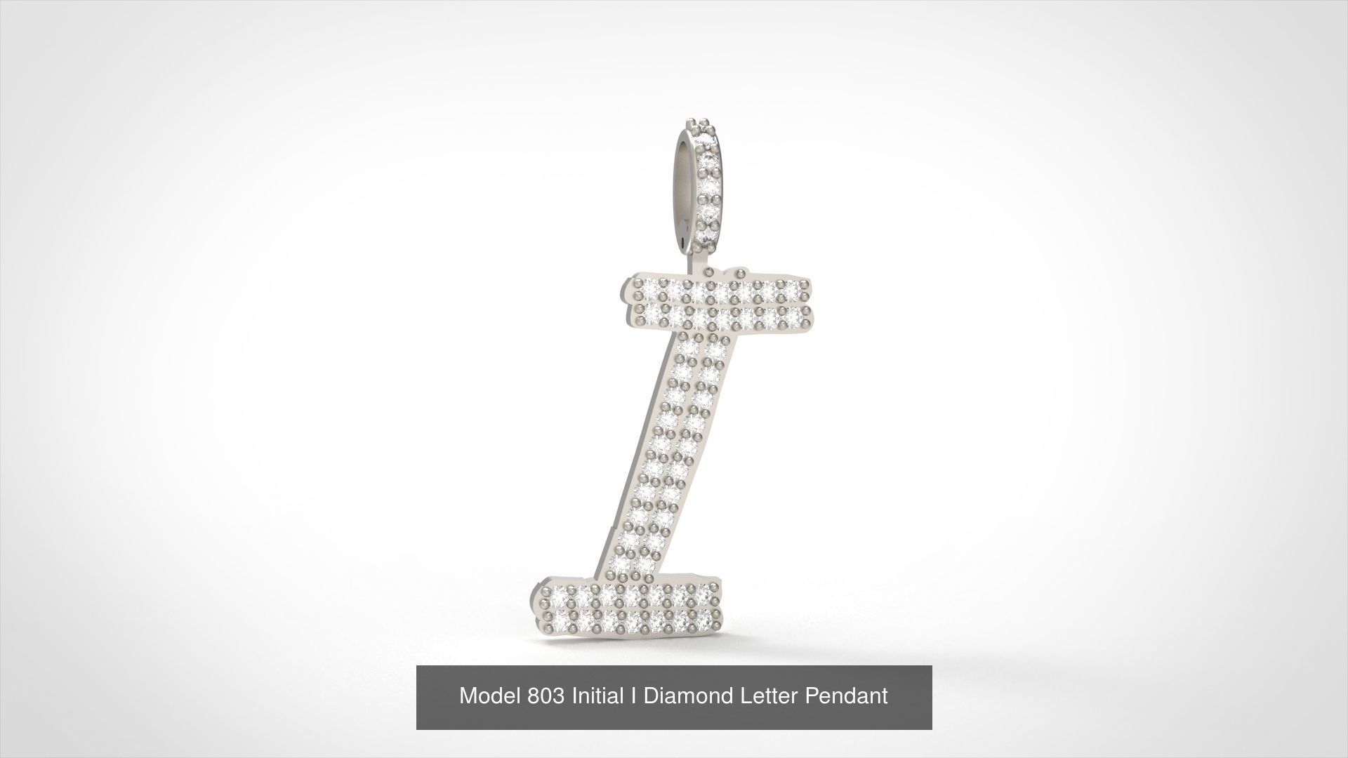 Initial All Diamond Letter Pendant 3D Model Collection_12