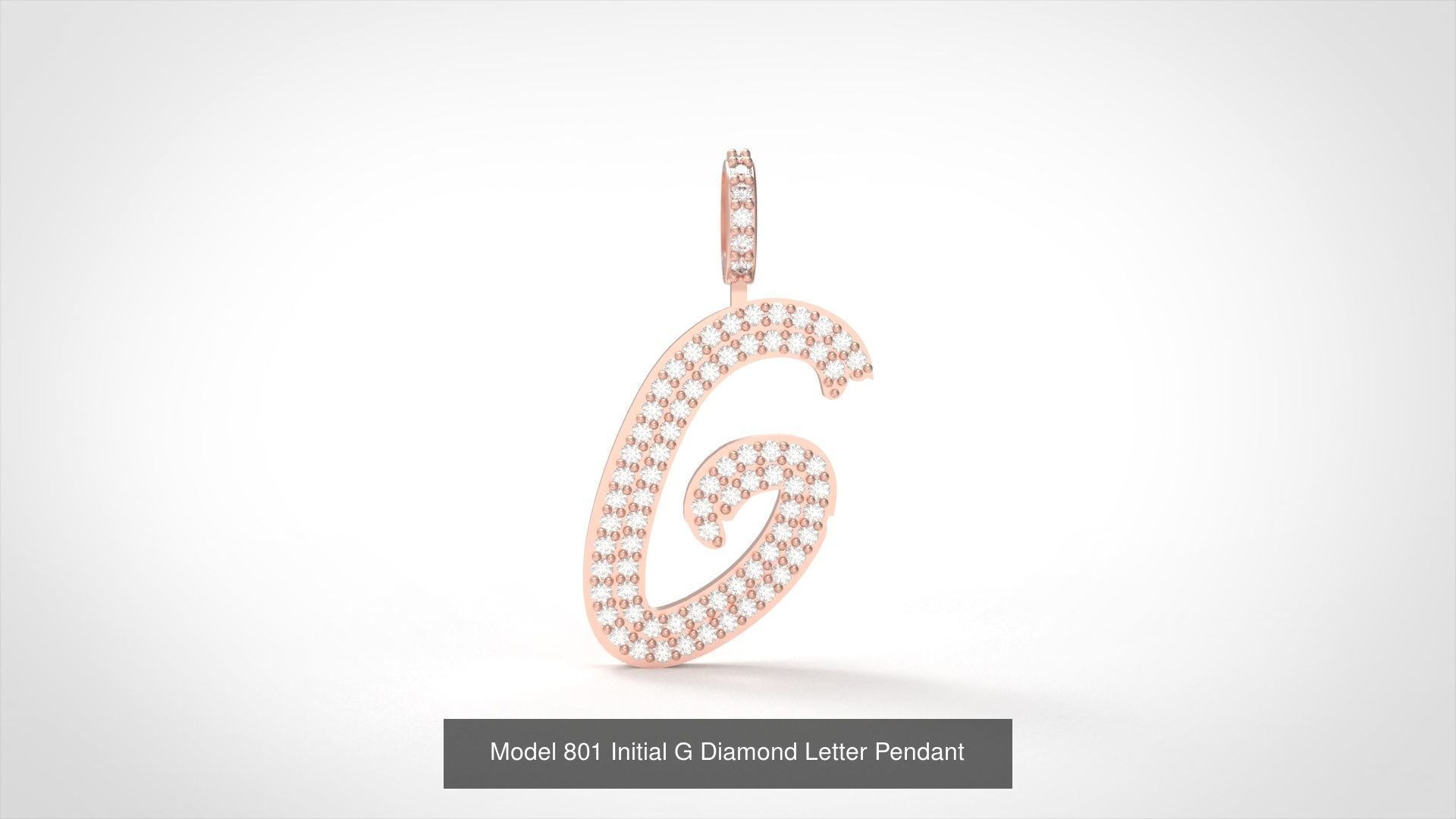 Initial All Diamond Letter Pendant 3D Model Collection_10