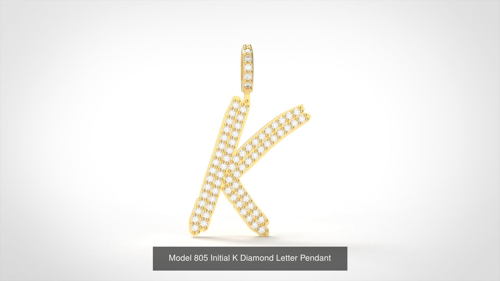 Initial All Diamond Letter Pendant 3D Model Collection_14