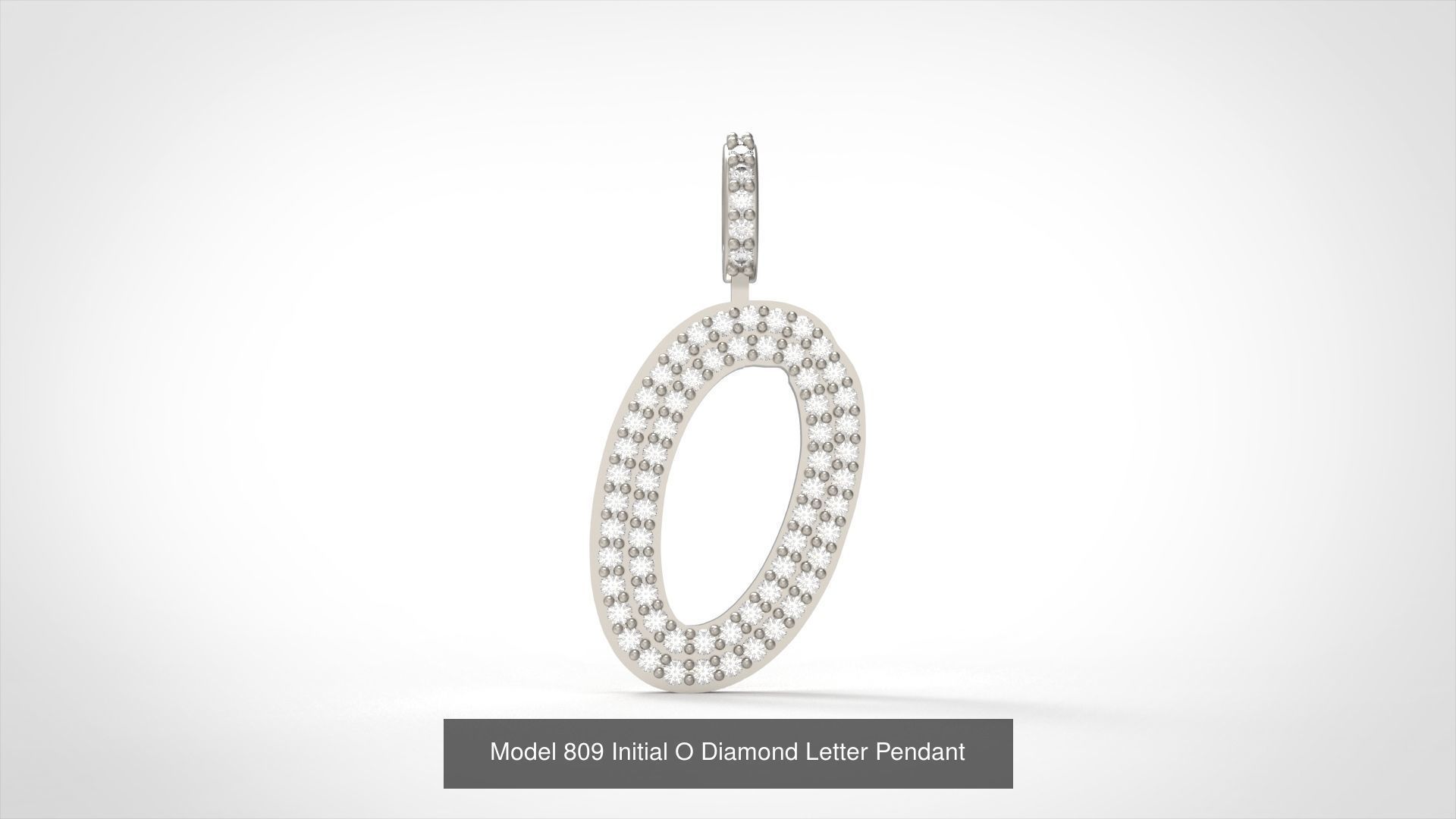 Initial All Diamond Letter Pendant 3D Model Collection_18