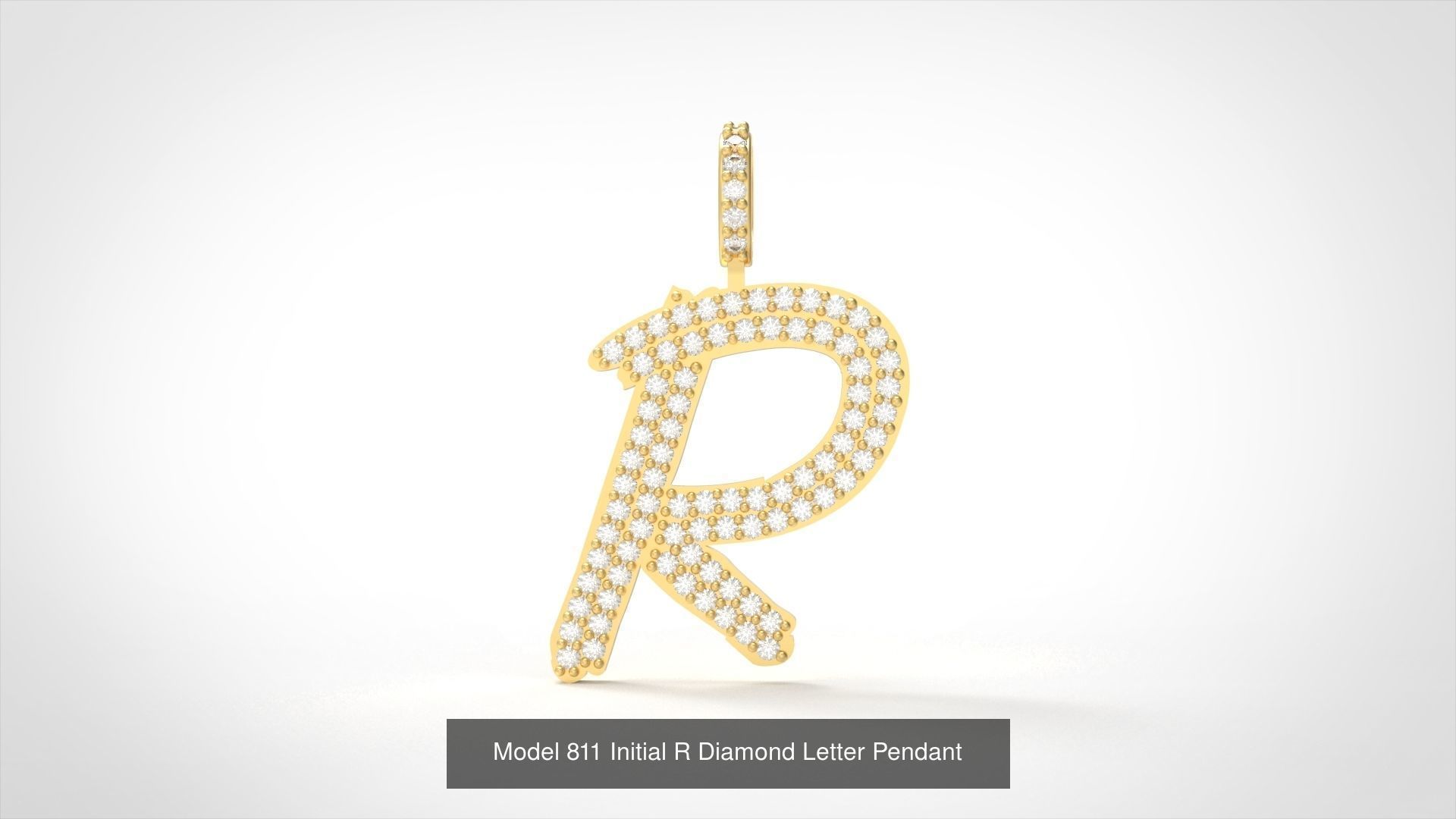 Initial All Diamond Letter Pendant 3D Model Collection_20