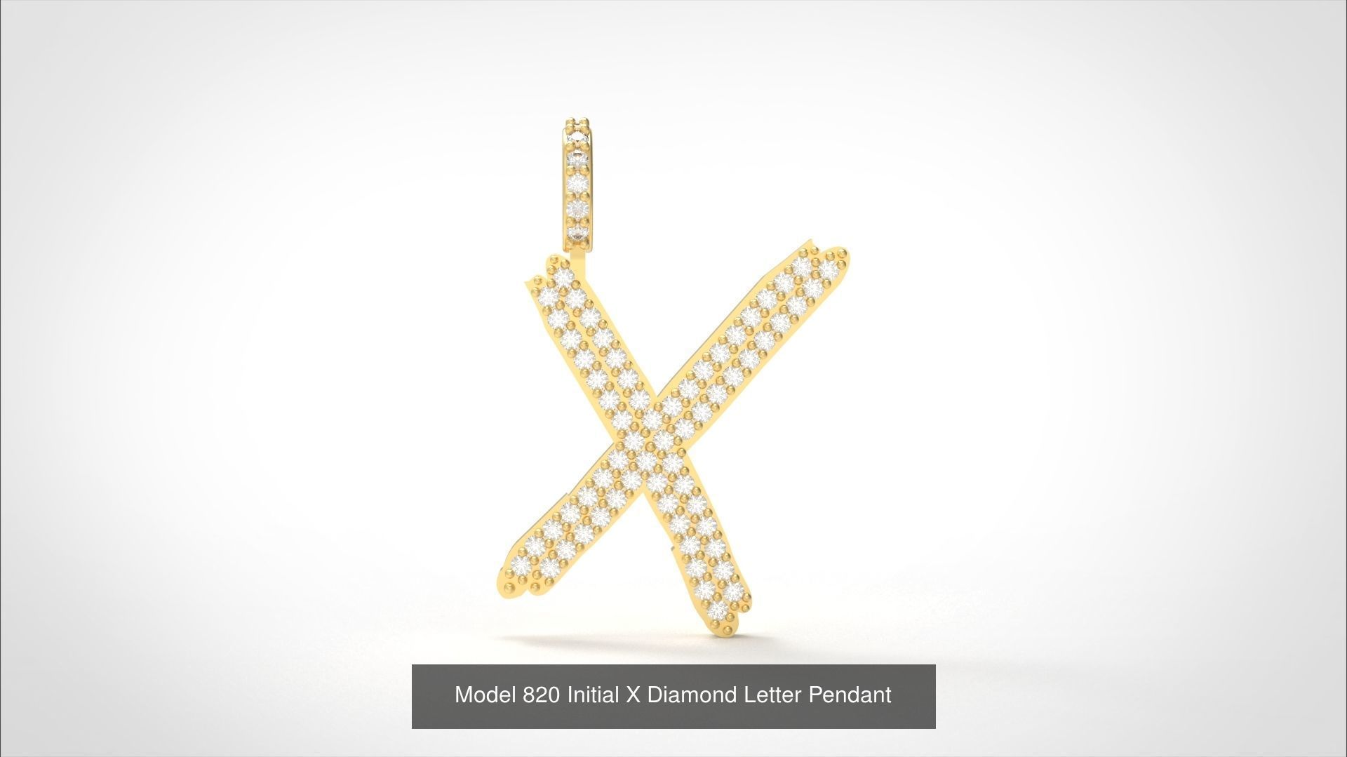 Initial All Diamond Letter Pendant 3D Model Collection_29