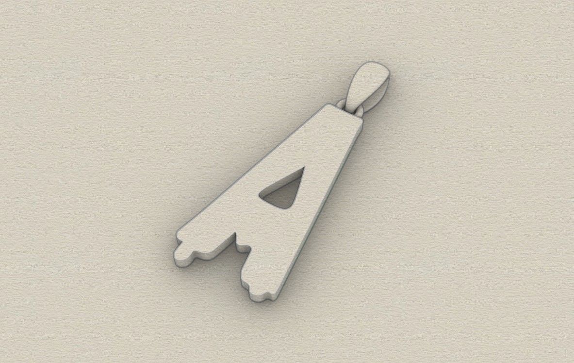 Model 743 Blood A Initial Pendant 3D print model_8