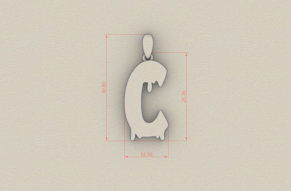Model 745 Blood C Initial Pendant 3D print model_8