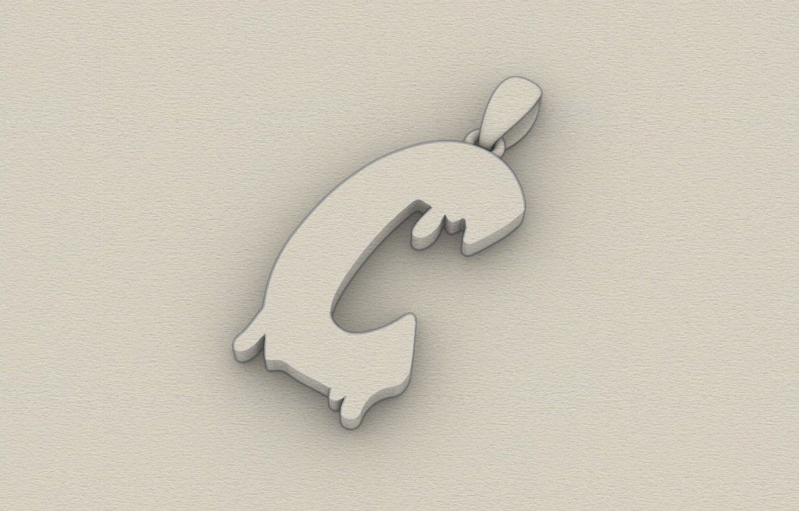 Model 745 Blood C Initial Pendant 3D print model_5