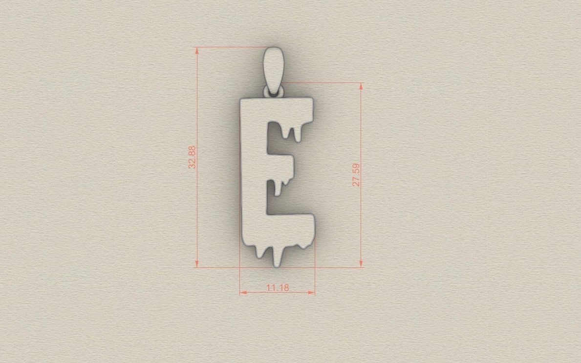 Model 747 Blood E Initial Pendant 3D print model_5