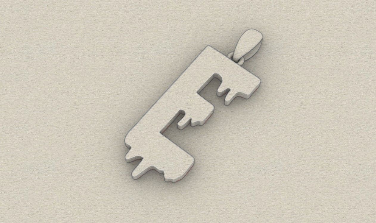 Model 747 Blood E Initial Pendant 3D print model_8