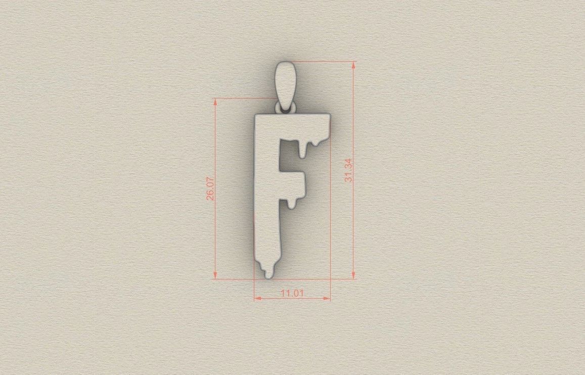 Model 748 Blood F Initial Pendant 3D print model_5