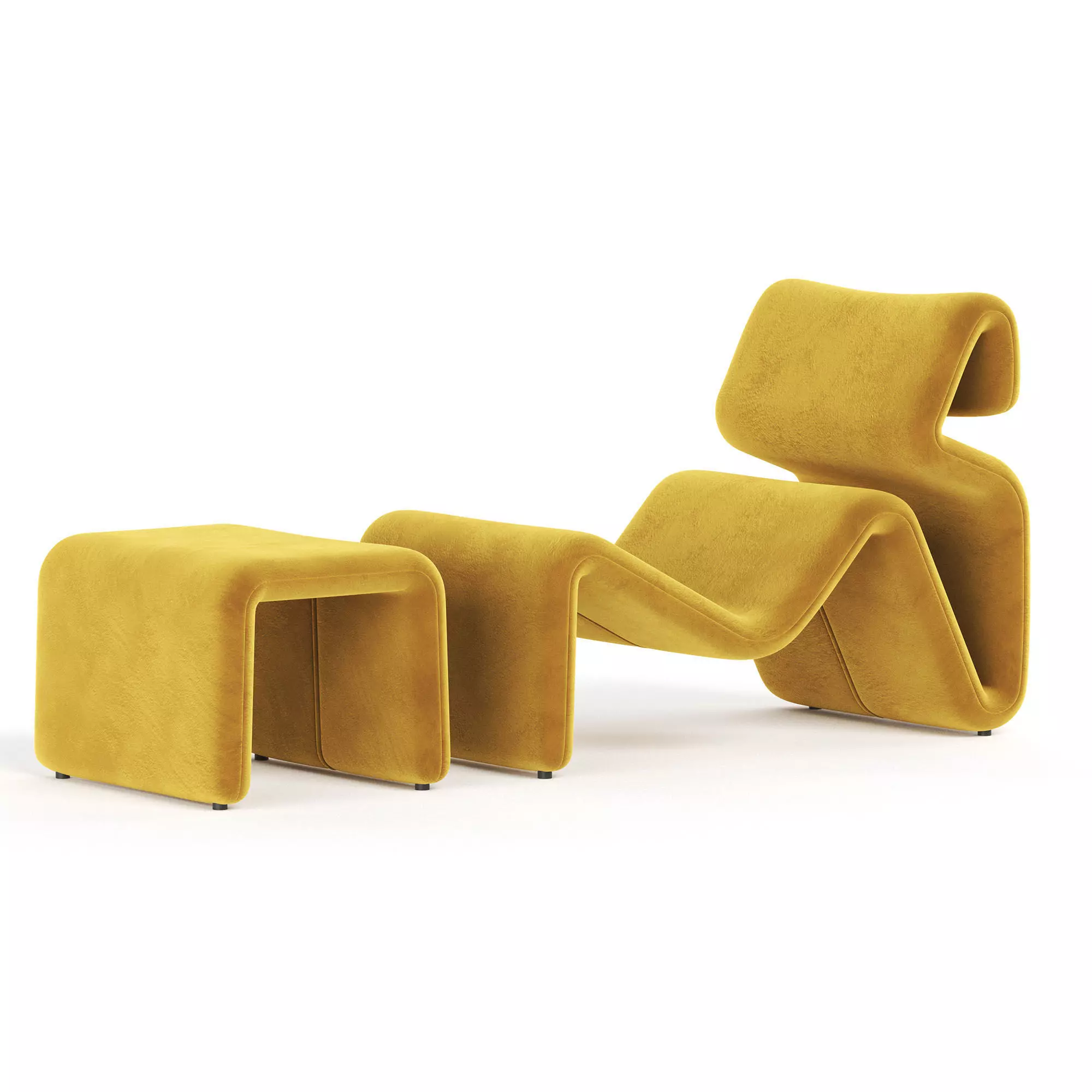 Artilleriet lounge chair and ottoman 3D model_0