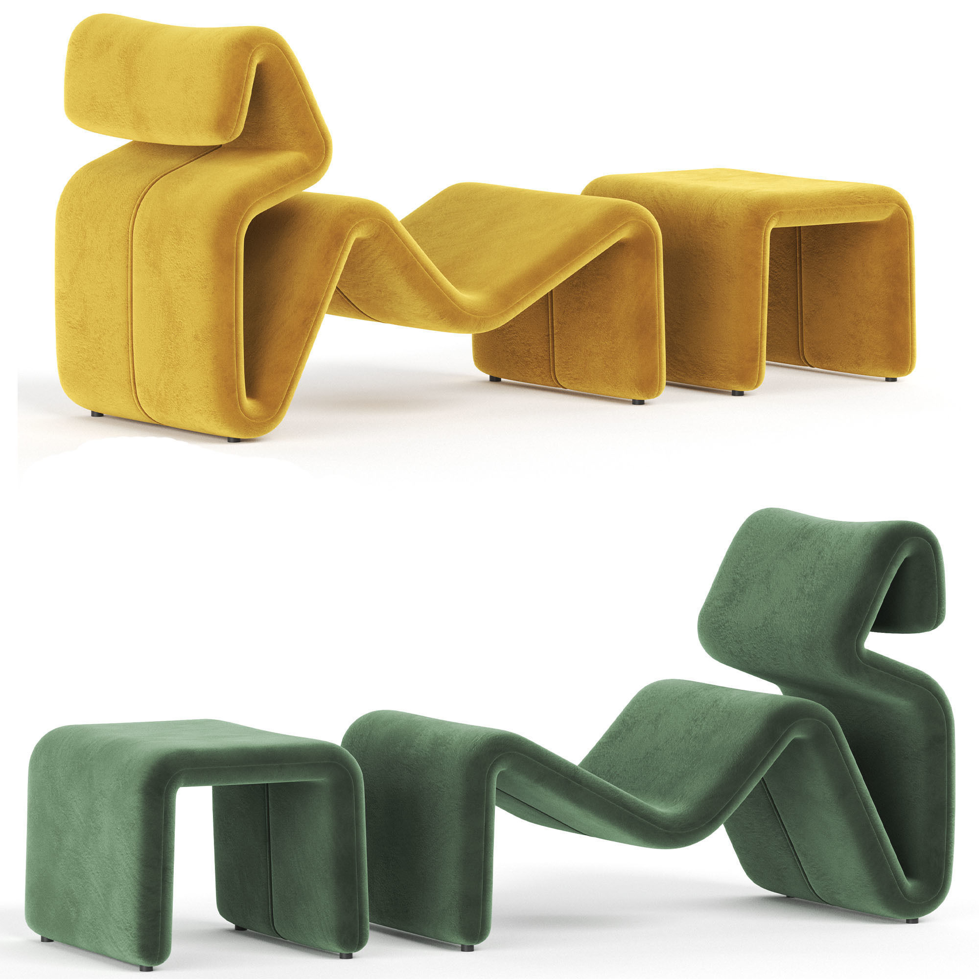 Artilleriet lounge chair and ottoman 3D model_7