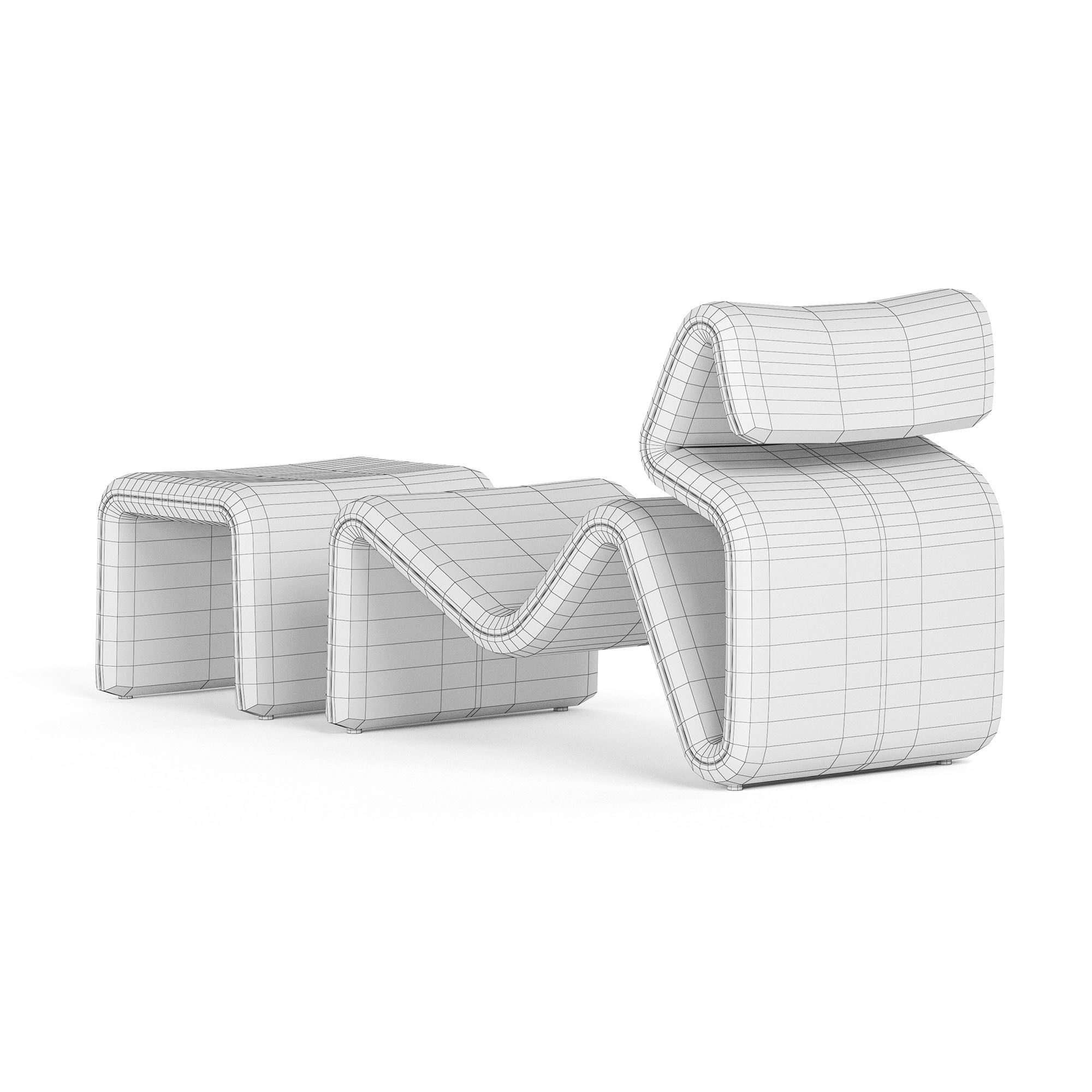 Artilleriet lounge chair and ottoman 3D model_5