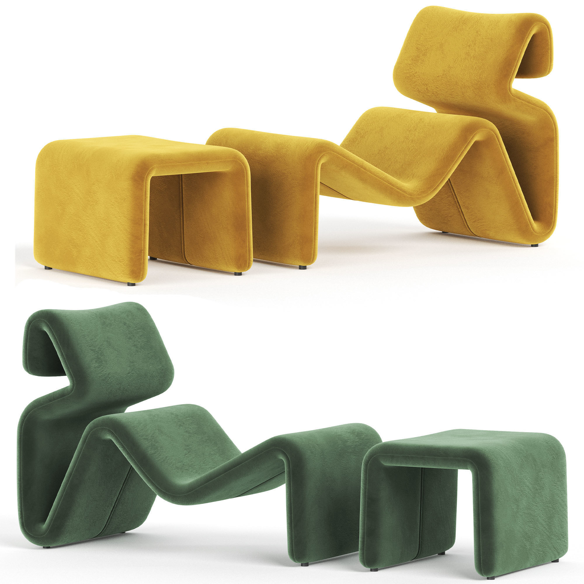 Artilleriet lounge chair and ottoman 3D model_6