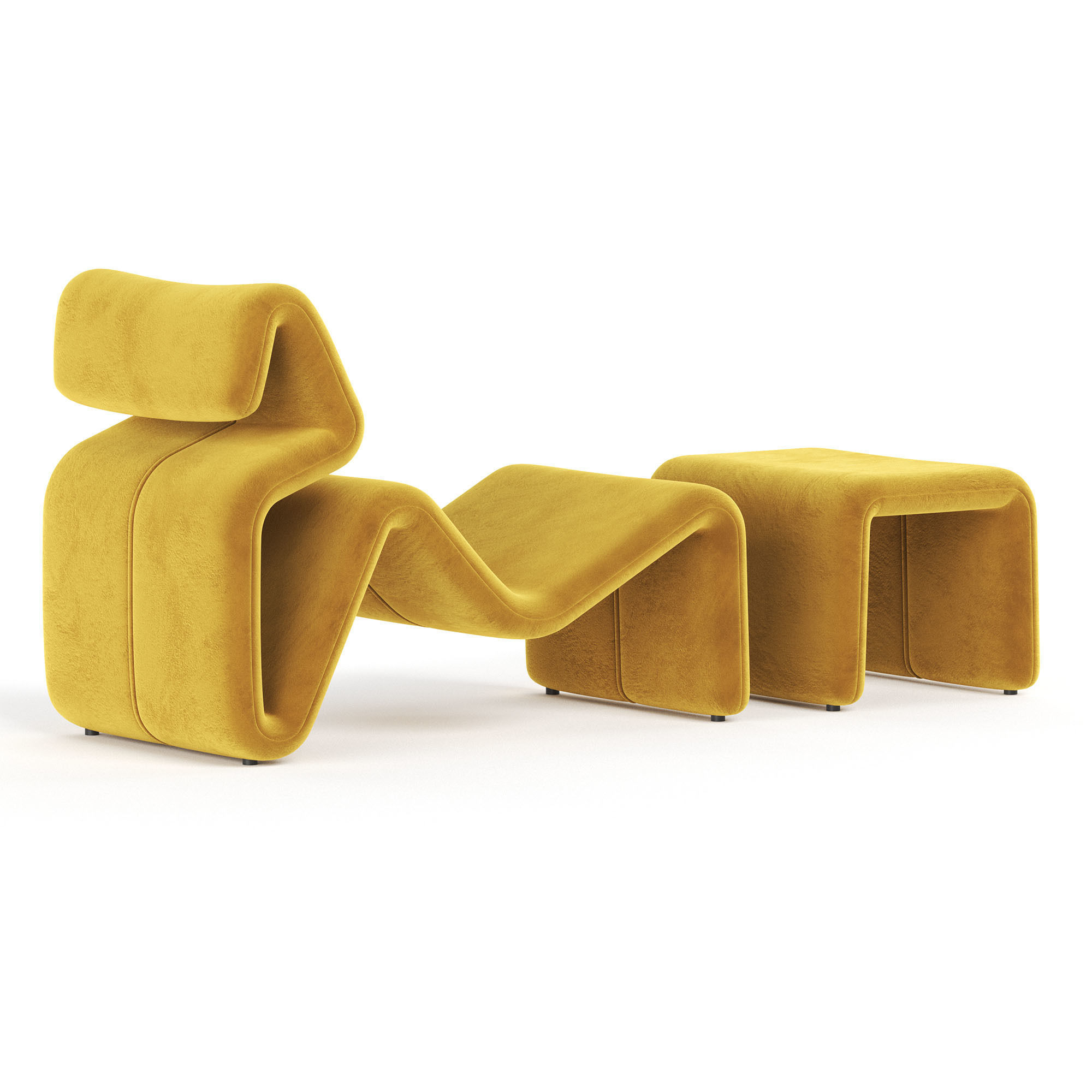 Artilleriet lounge chair and ottoman 3D model_1