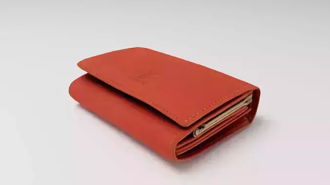 Orange leather wallet purse or pouch