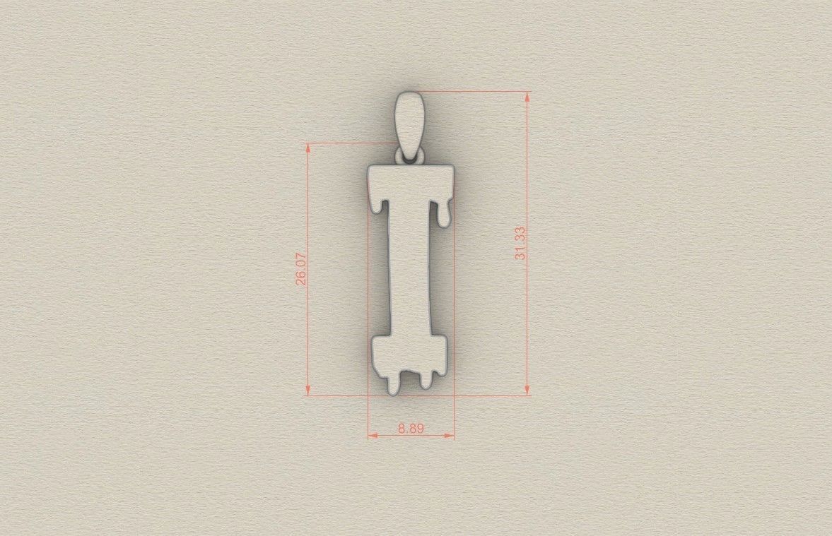 Model 751 Blood I Initial Pendant 3D print model_5