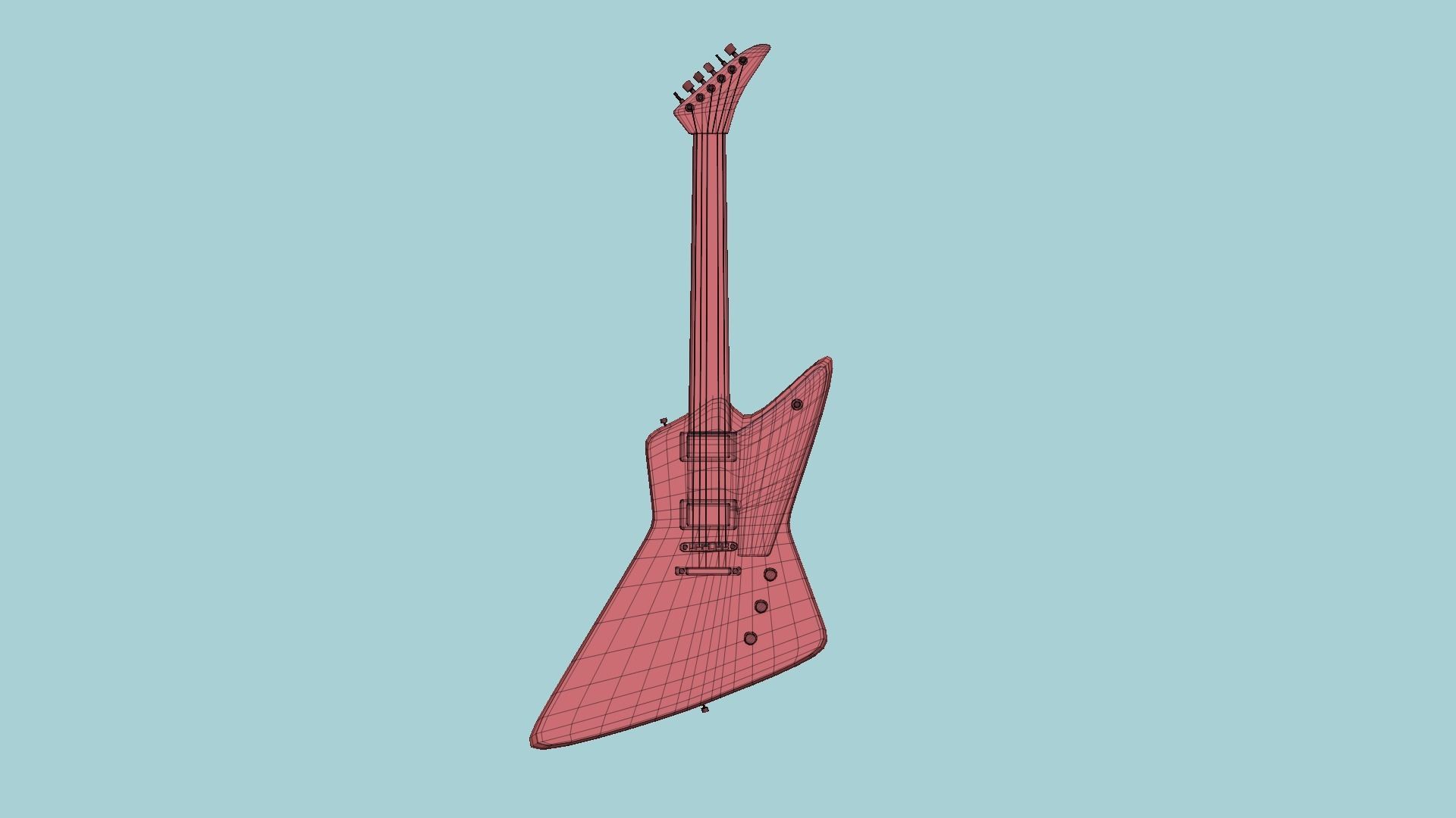 Electric Guitar F01 Red - Music Instrument Design Low-poly 3D model_13