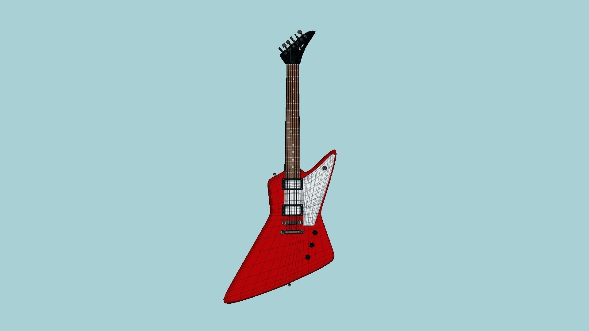 Electric Guitar F01 Red - Music Instrument Design Low-poly 3D model_6