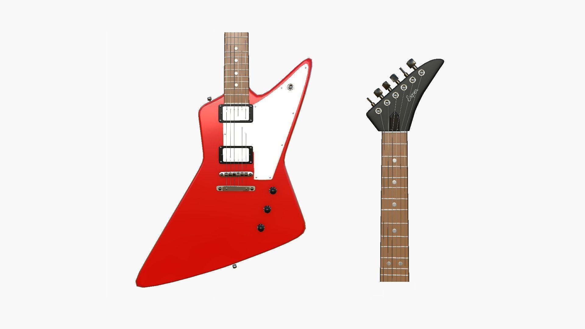 Electric Guitar F01 Red - Music Instrument Design Low-poly 3D model_4