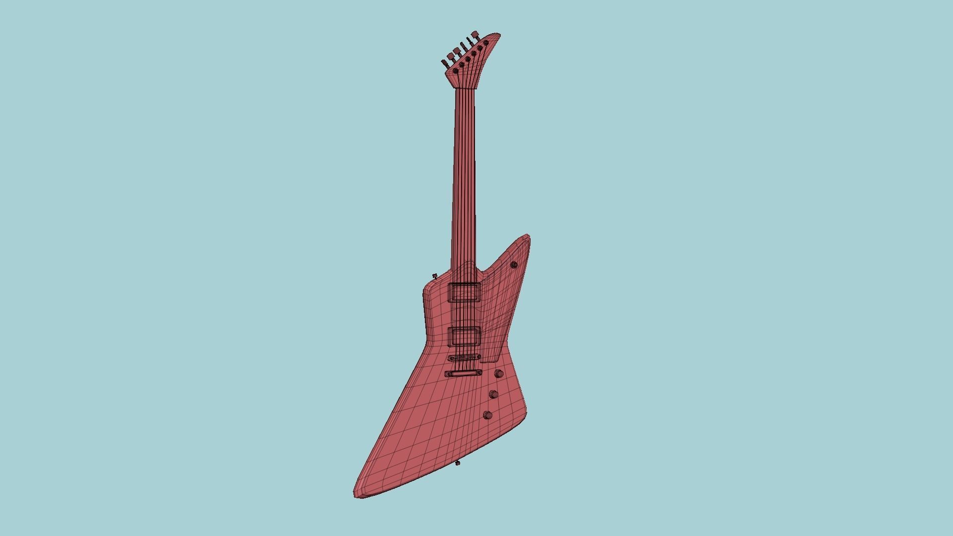 Electric Guitar F01 Red - Music Instrument Design Low-poly 3D model_14