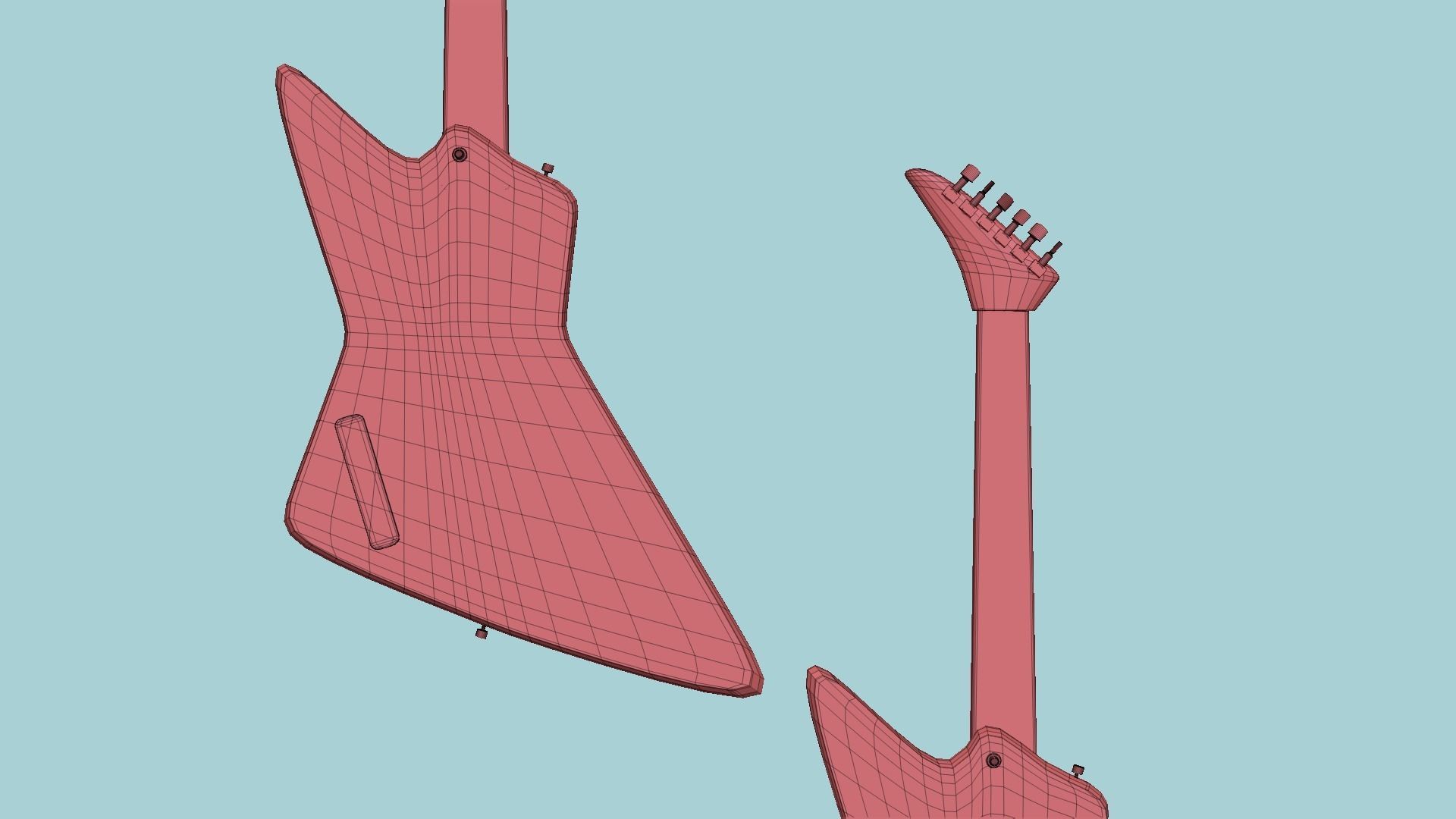 Electric Guitar F01 Red - Music Instrument Design Low-poly 3D model_17