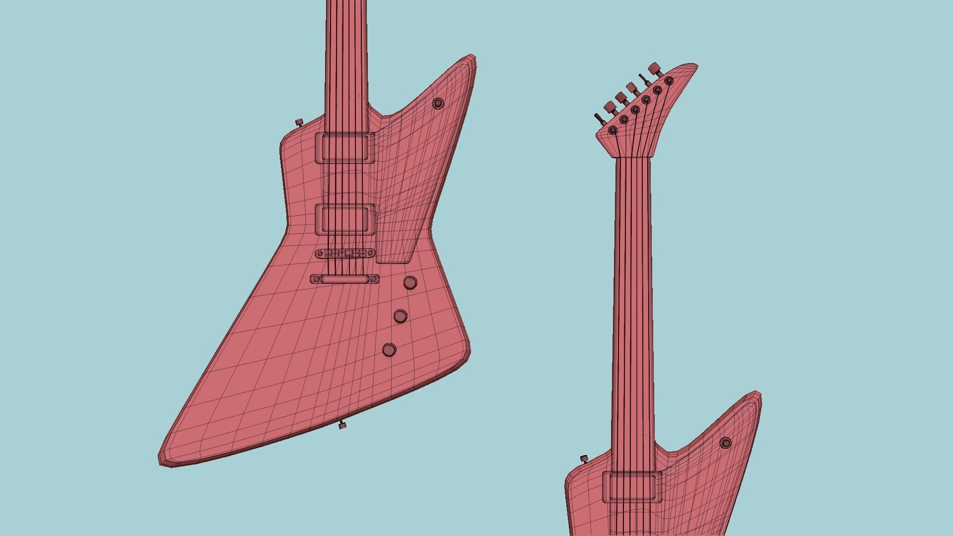 Electric Guitar F03 Black - Music Instrument Design Low-poly 3D model_16