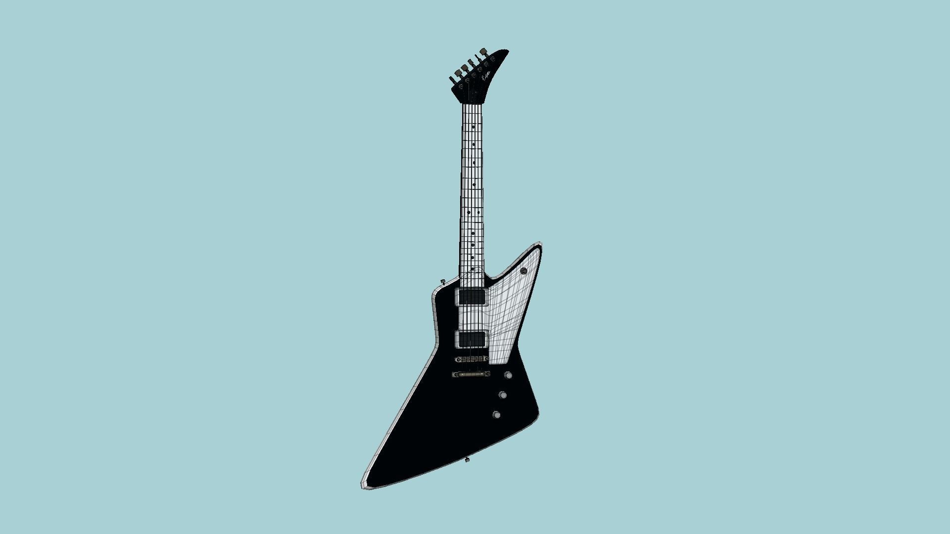 Electric Guitar F03 Black - Music Instrument Design Low-poly 3D model_6
