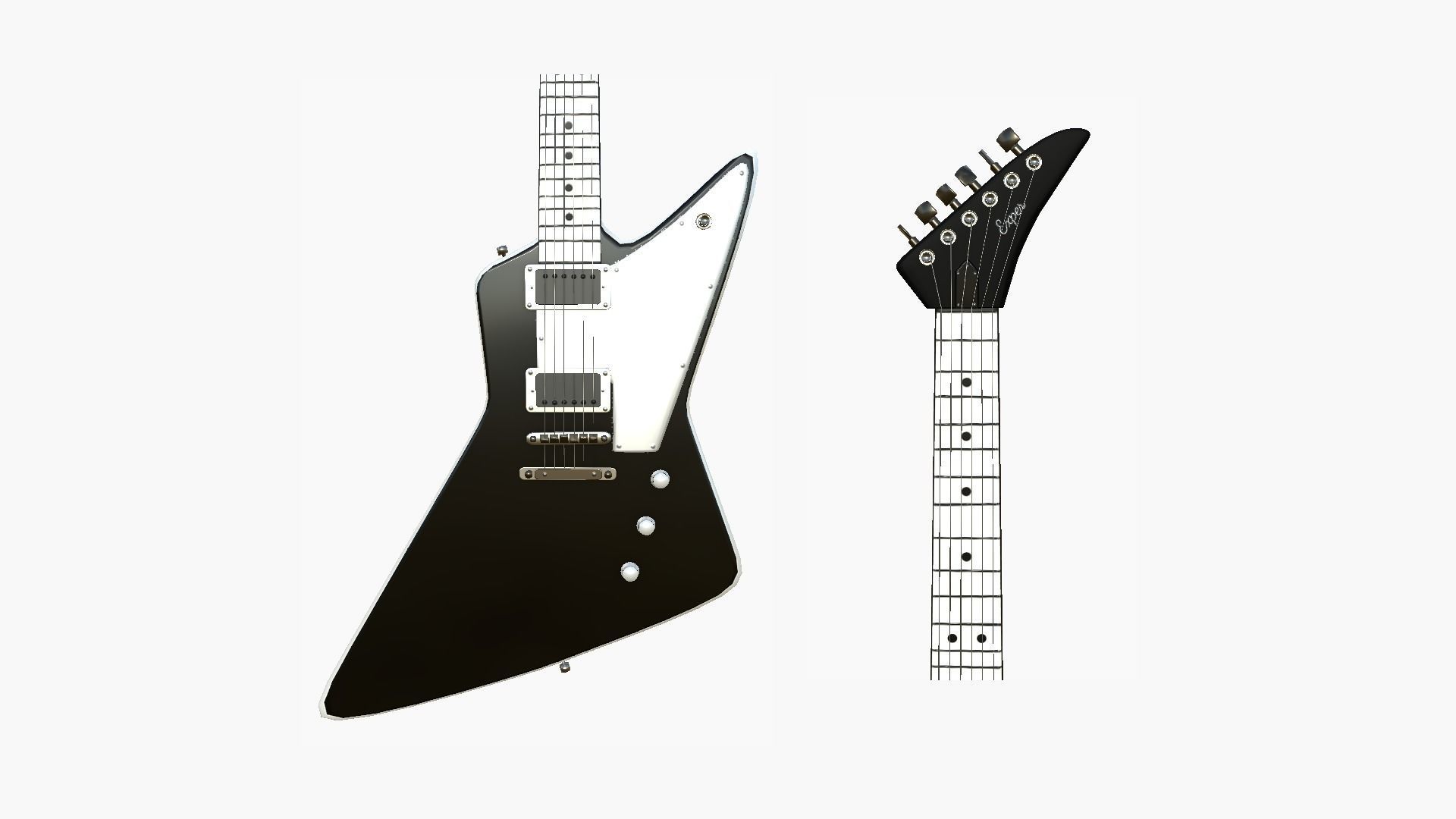 Electric Guitar F03 Black - Music Instrument Design Low-poly 3D model_4