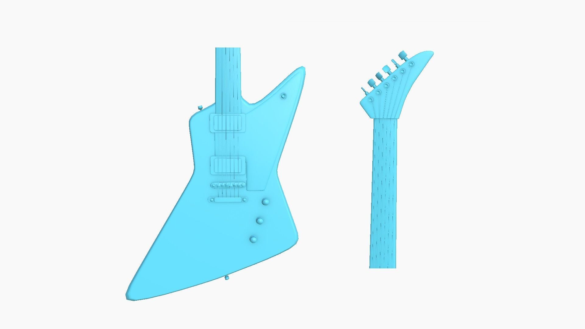 Electric Guitar F03 Black - Music Instrument Design Low-poly 3D model_11