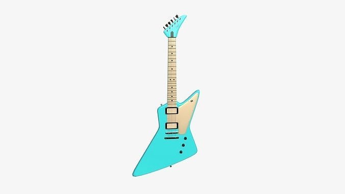 Electric Guitar F04 Light Blue - Music Instrument Design Low-poly 3D model