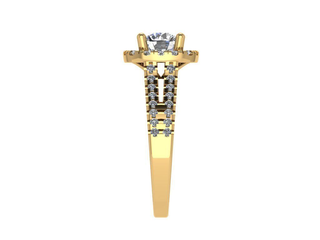 Ring237 halo diamond engagement ring gold 3D print model_3
