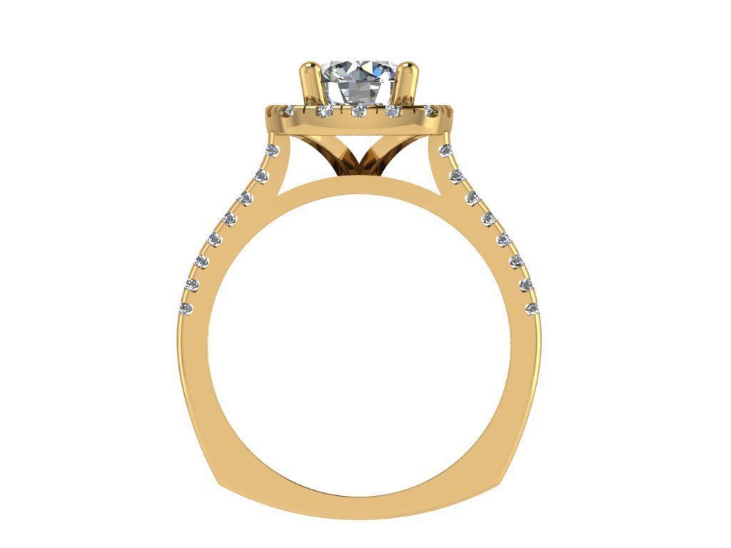 Ring237 halo diamond engagement ring gold 3D print model_2