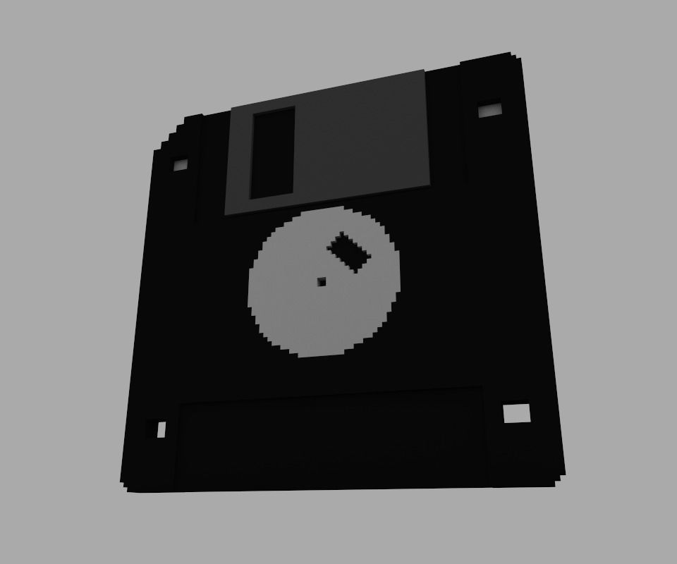 Voxel Black Floppy Disk MagicaVoxel Low-poly 3D model_7