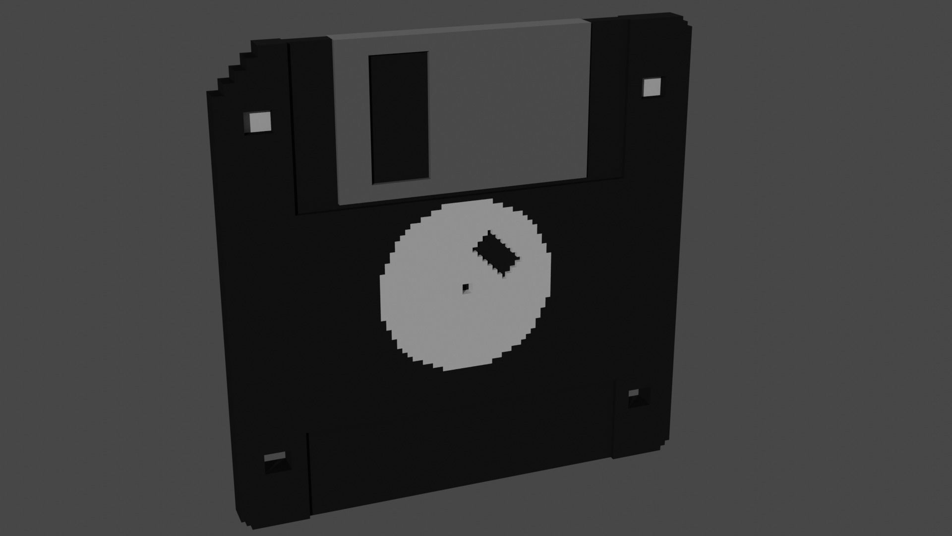 Voxel Black Floppy Disk MagicaVoxel Low-poly 3D model_4