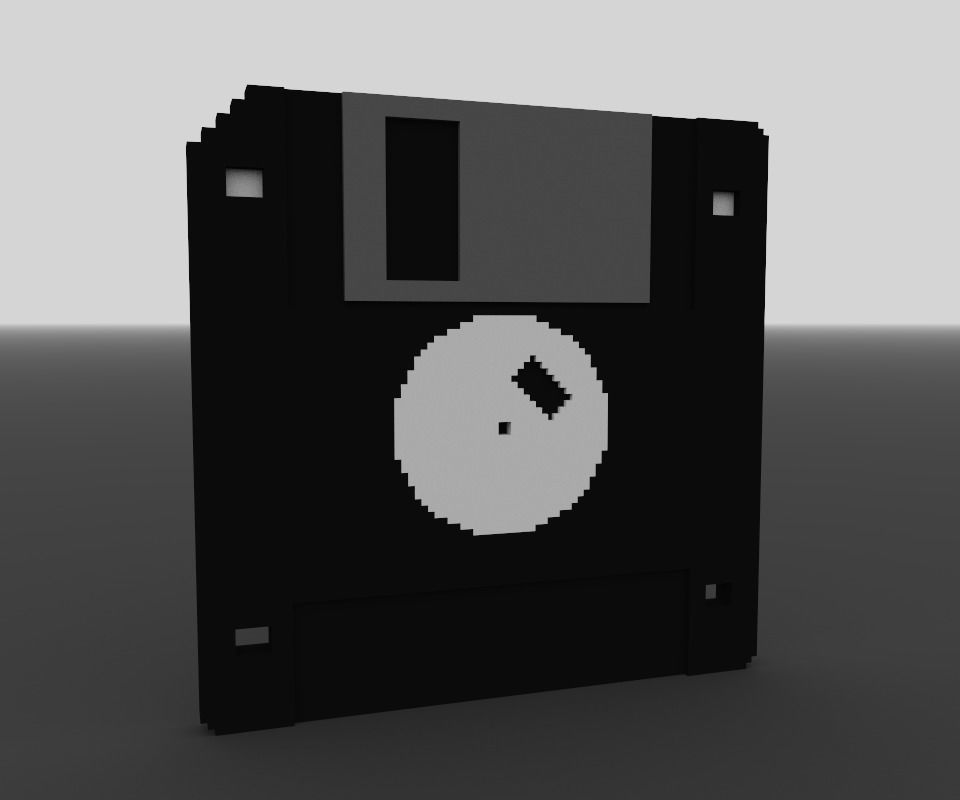 Voxel Black Floppy Disk MagicaVoxel Low-poly 3D model_9