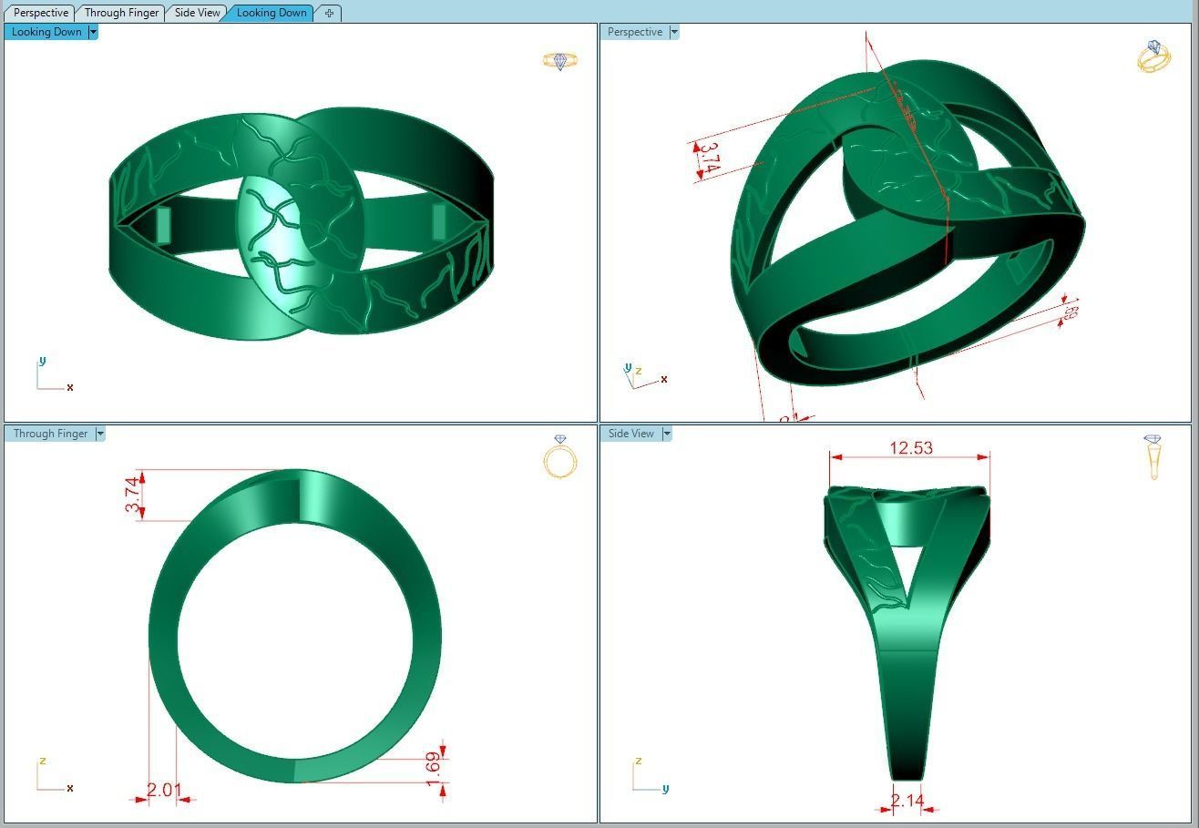 Ring238 gold ring with diamonds 3D print model_5